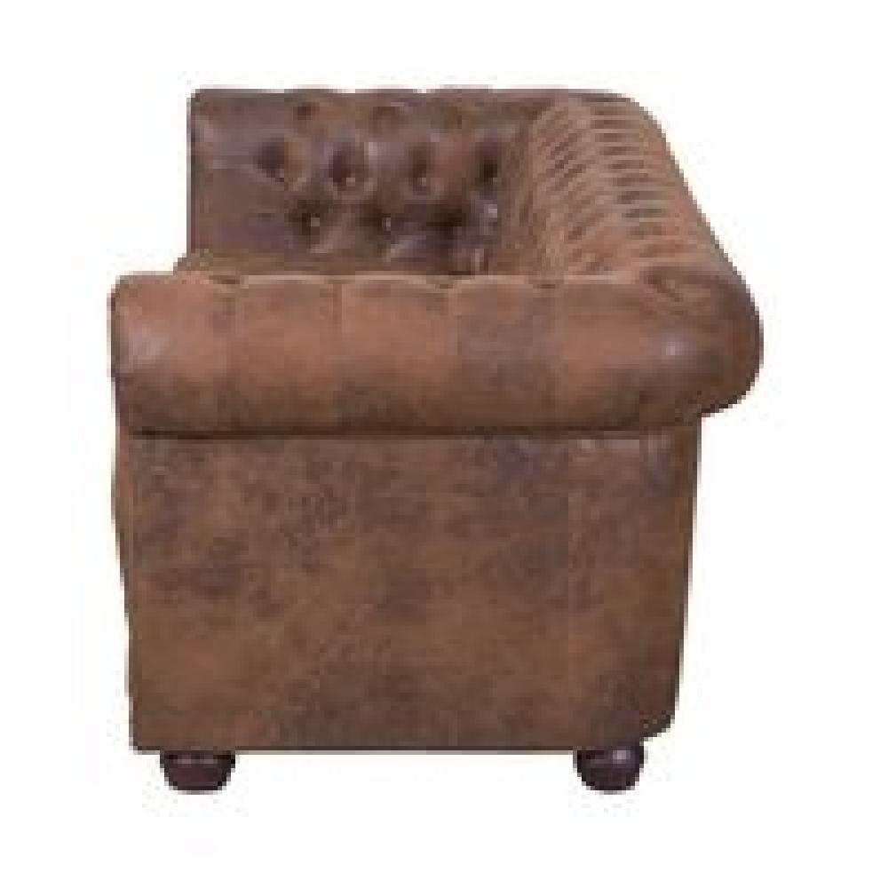 Edles Chesterfield-Sofa 3 Sitzer in Mikrofaser Vintage braun Bild 1