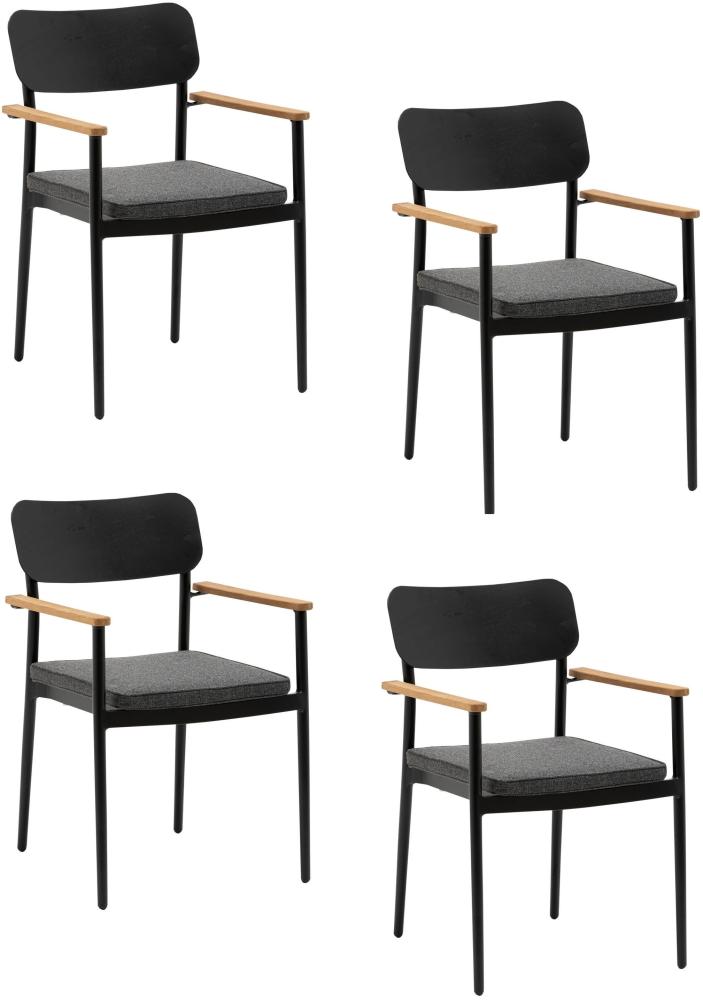 4x KONWAY® DALLAS Stapelsessel Black Premium Polyrattan Garten Sessel Stuhl Set Bild 1