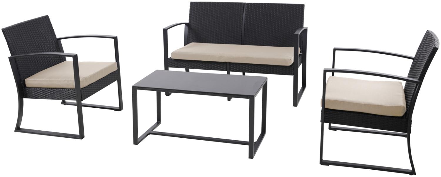SVITA LOIS XL Polyrattan Sitzgruppe Gartenmöbelset Garnitur Tisch Sessel Schwarz Bild 1