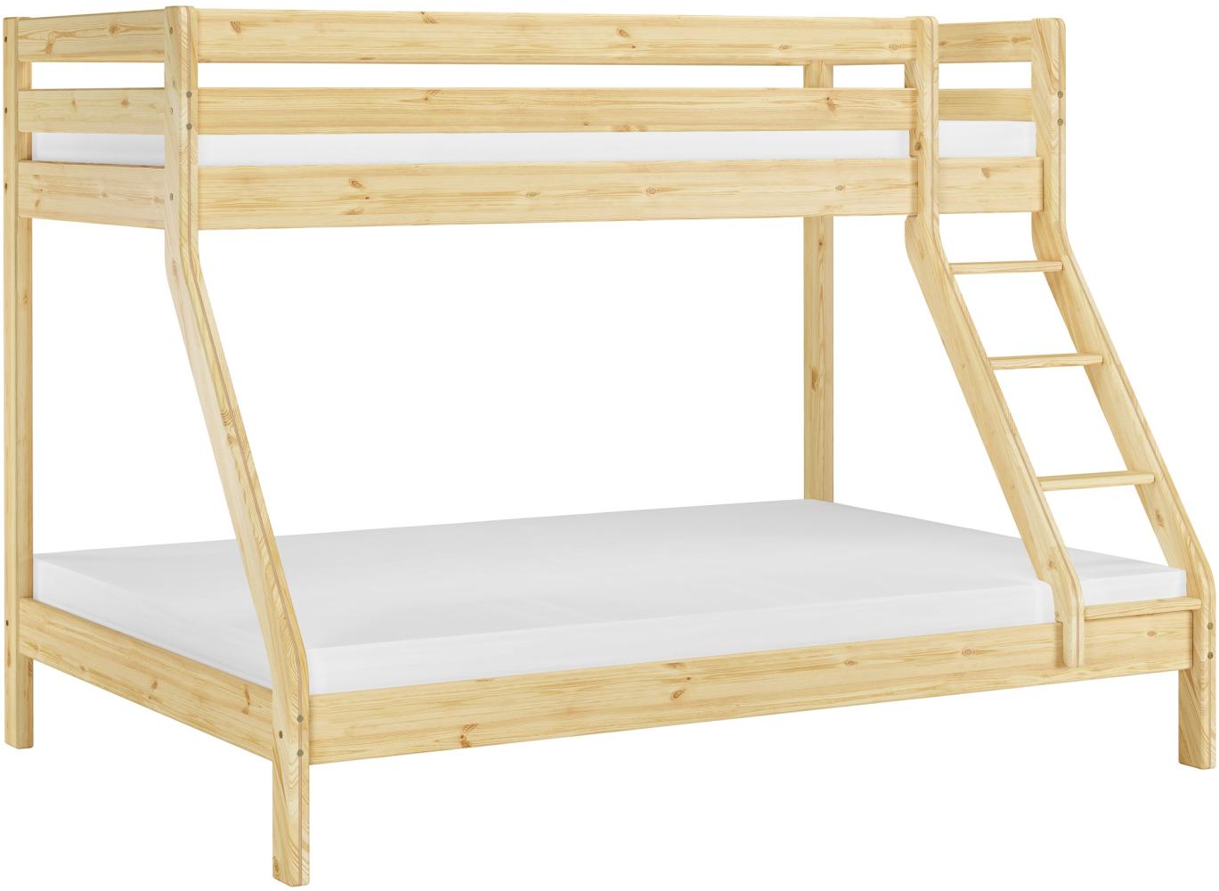 Doppel-Etagenbett 140x200 und 90x200 Erwachsenen-Stockbett Kiefer V-60. 19-09-14Rollrost und Matratze inkl. Bild 1