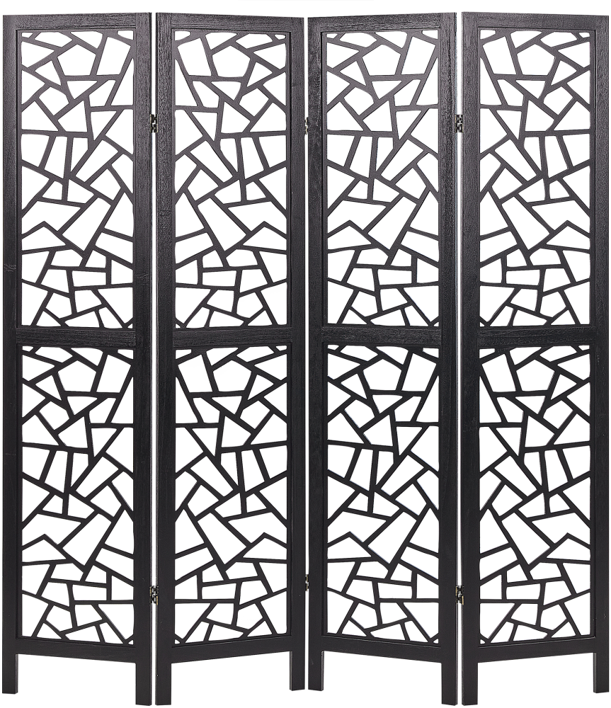 Paravent Paulowniaholz 4-teilig schwarz 170 x 163 cm PIANLARGO Bild 1