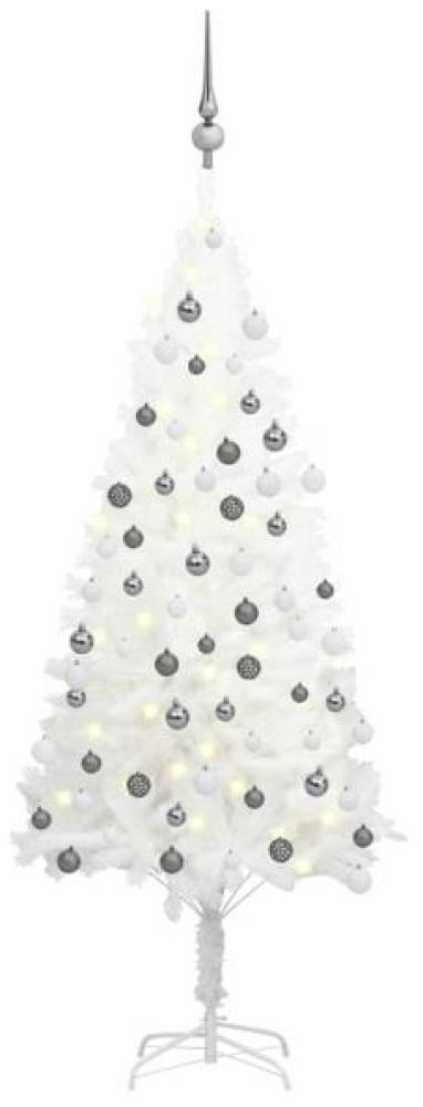 vidaXL Künstlicher Weihnachtsbaum mit LEDs & Kugeln Weiß 120 cm, Mit Beleuchtung [3077718] Bild 1