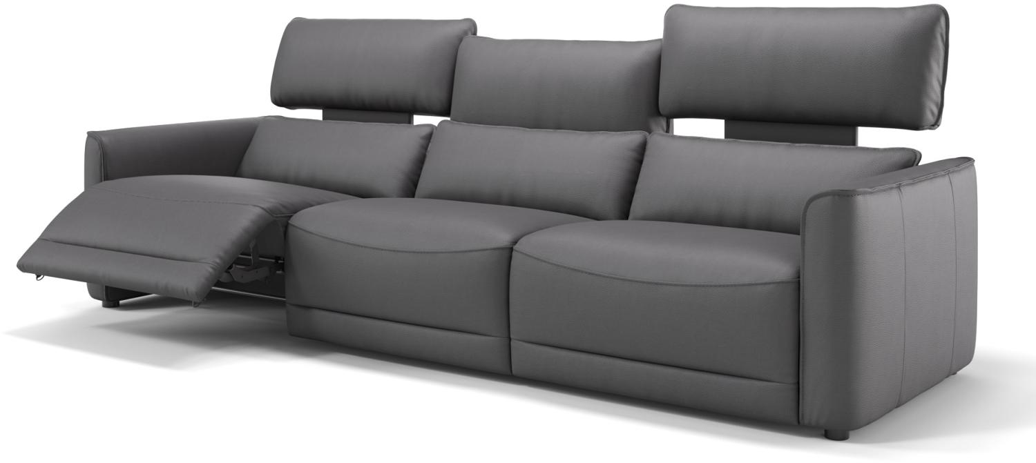 Sofanella Dreisitzer GALA Leder XXL Couch in Grau M: 282 Breite x 101 Tiefe Bild 1