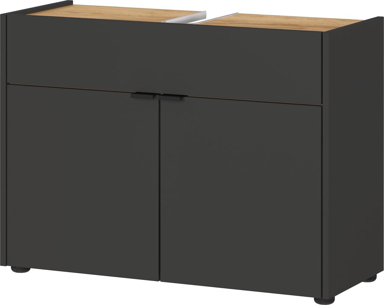 Stoßfester Unterschrank mit Siphonaussparung, 80x34x60, Easy-Clean, AVIS Kollektion von Kadima Design. Farbe: Grau-Beige Bild 1