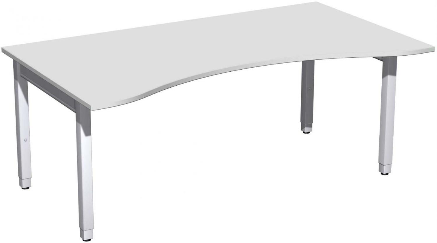 Schreibtisch '4 Fuß Pro Quadrat' Ergonomieform höhenverstellbar, 180x100x68-86cm, Lichtgrau / Silber Bild 1