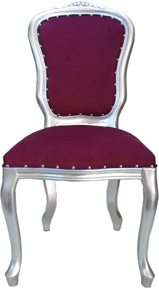Casa Padrino Barock Luxus Esszimmer Stuhl Louis Lila / Silber - Barock Möbel Bild 1