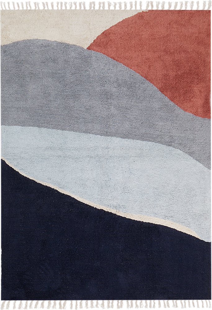 Teppich Baumwolle mehrfarbig blau 140 x 200 cm abstraktes Muster Kurzflor XINALI Bild 1