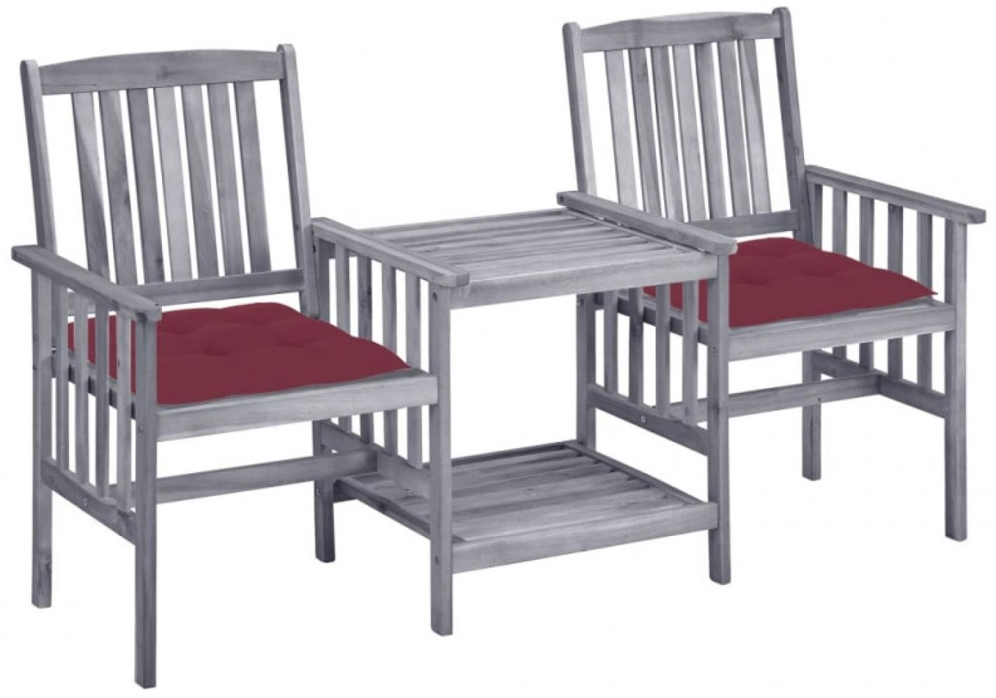 Gartenstühle mit Teetisch und Kissen Massivholz Akazie Bild 1