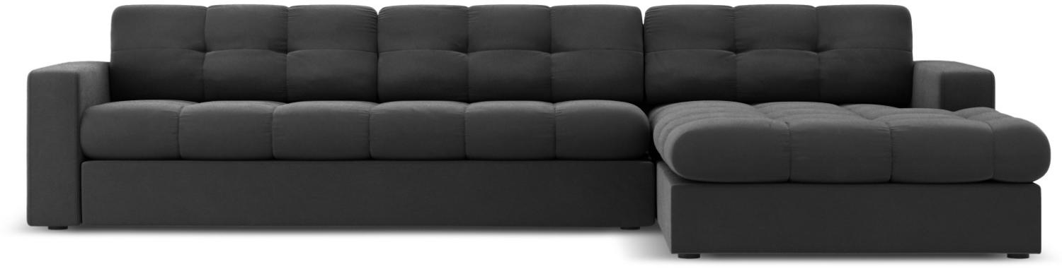 Micadoni 4-Sitzer Samtstoff Ecke rechts Sofa Justin | Bezug Grey | Beinfarbe Black Plastic Bild 1