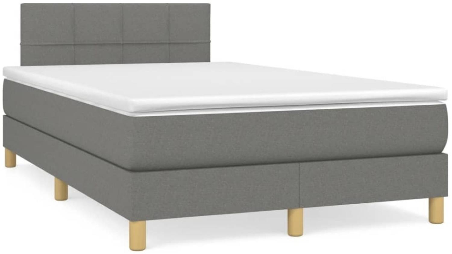 vidaXL Boxspringbett mit Matratze & LED Dunkelgrau 120x190 cm Stoff Bild 1