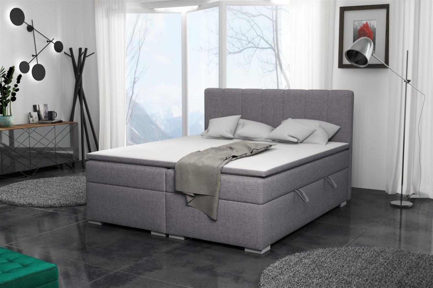 Boxspringbett Schlafzimmerbett LAURIN 140x200cm Stoff Inari Grau Bild 1