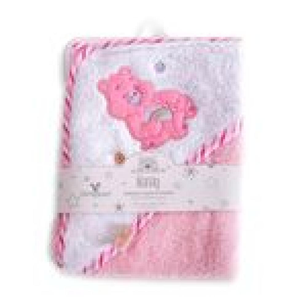 Cangaroo Baby-Kapuzenhandtuch Manny 76 x 76 cm Babyhandtuch Tiermotiv Baumwolle rosa Bild 1