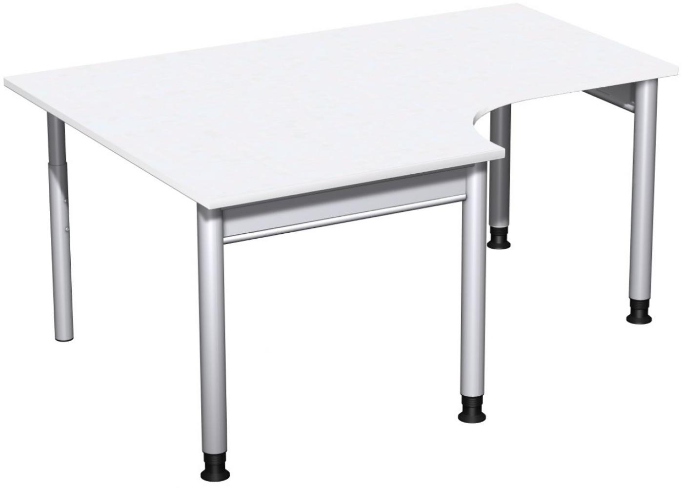 PC-Schreibtisch '4 Fuß Pro' links, höhenverstellbar, 160x120cm, Weiß / Silber Bild 1