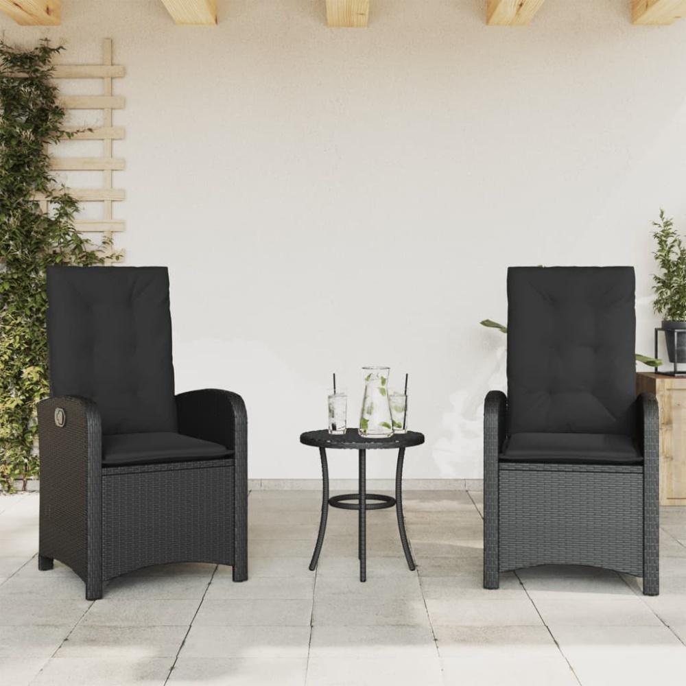 vidaXL Gartensessel mit Kissen 2 Stk. Verstellbar Schwarz Poly Rattan 365169 Bild 1