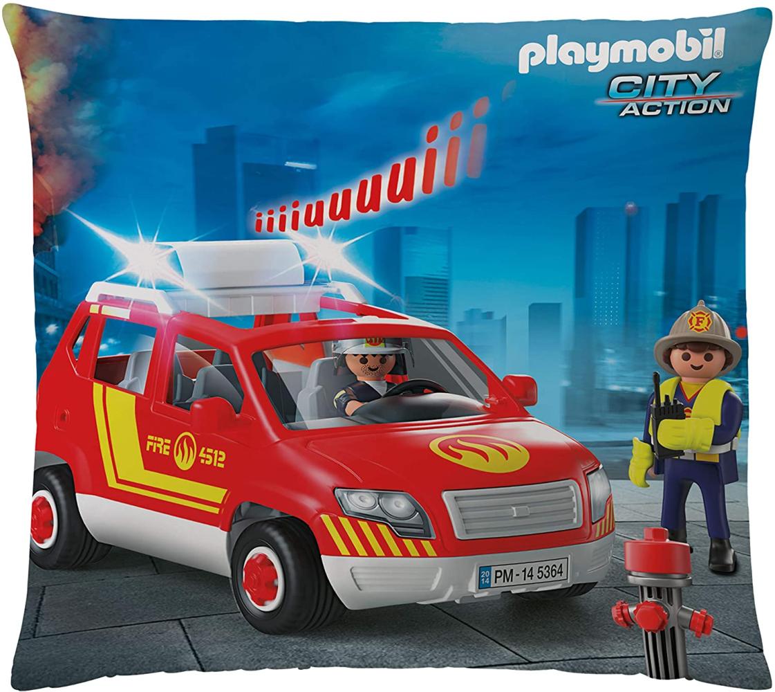 Dekokissen Playmobil City Action Feuerwehr 40 x 40 cm Bild 1