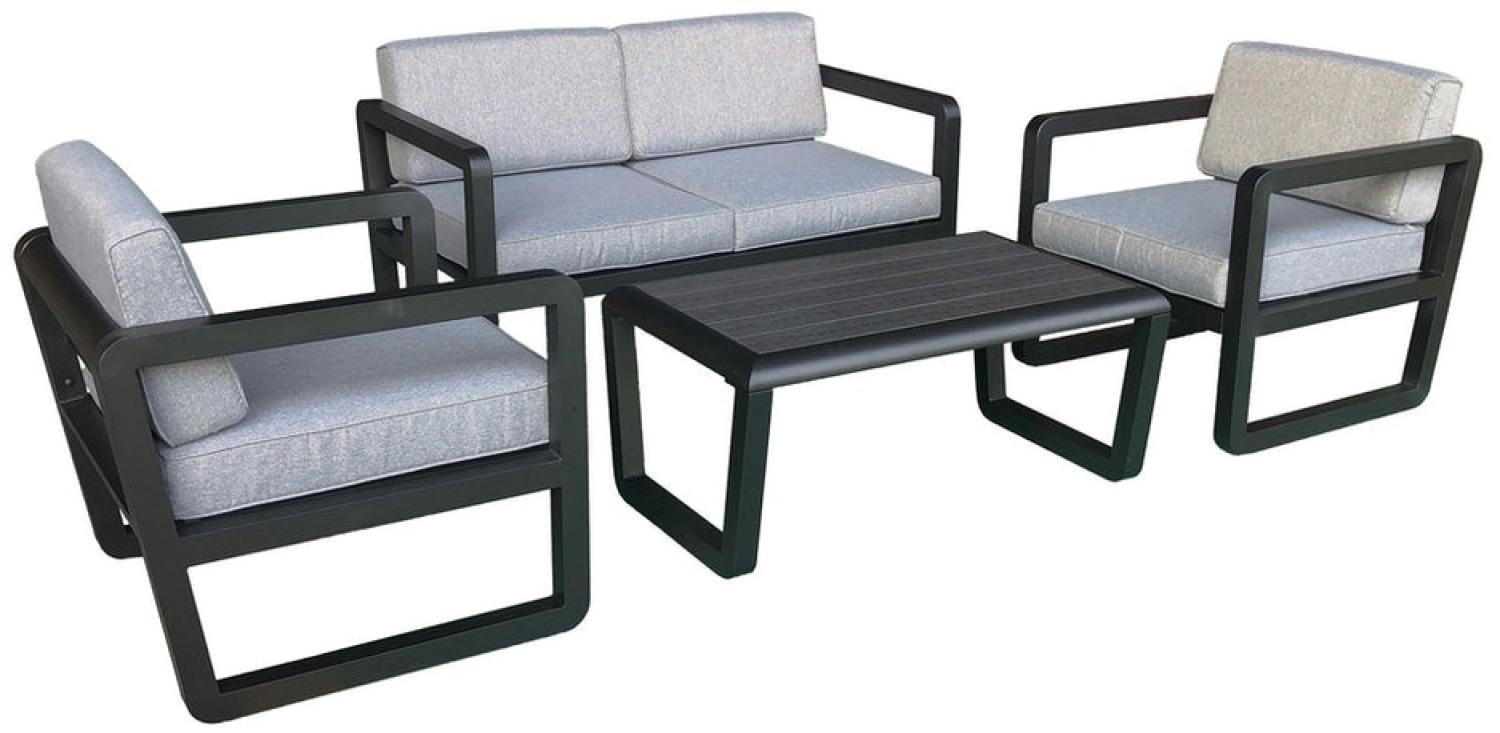 Luxus Premium Garten Lounge schwarz Esstisch Gartenmöbel SET Sitzgruppe inkl. Kissen Bild 1