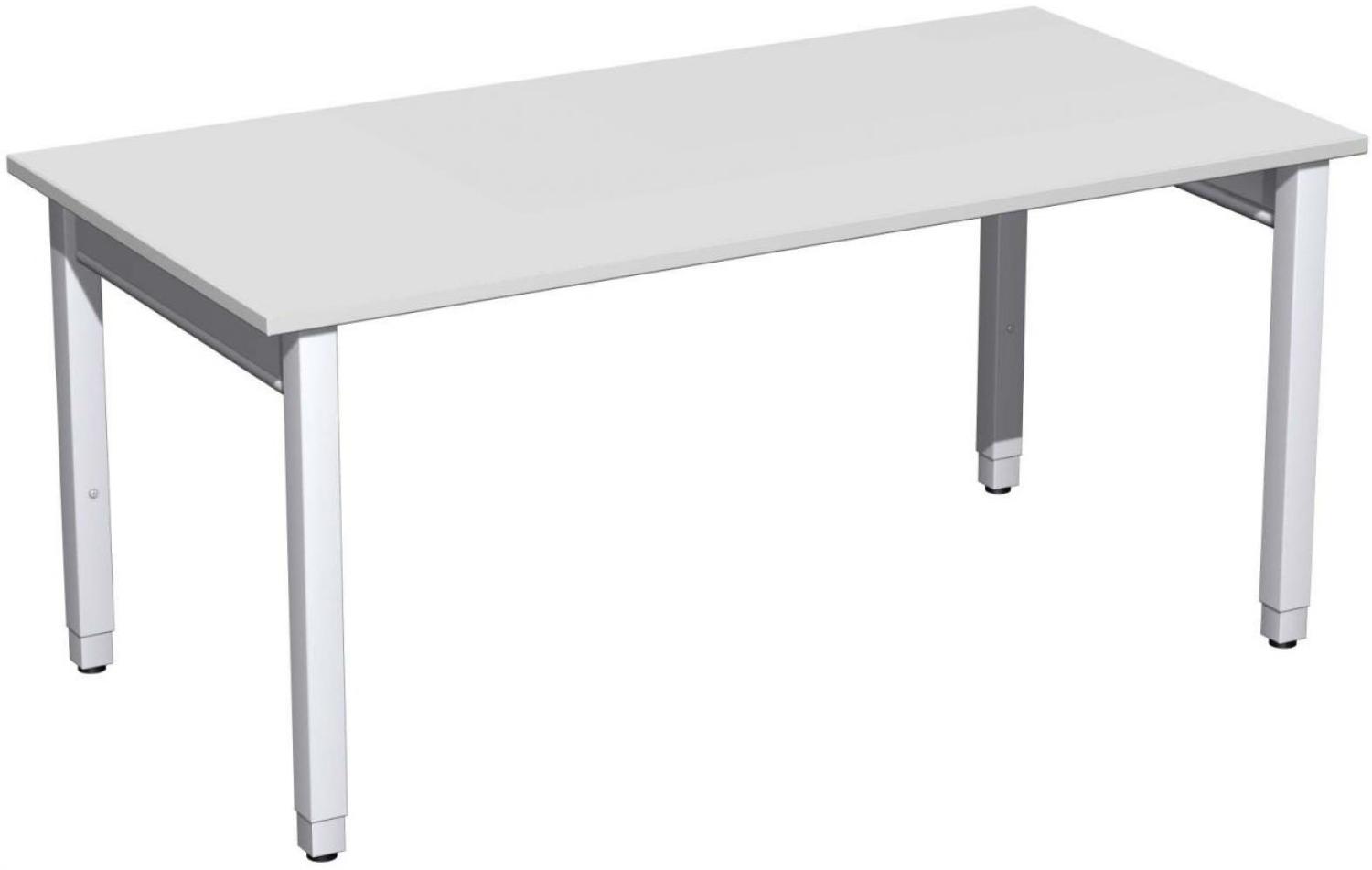 Schreibtisch '4 Fuß Pro Quadrat' höhenverstellbar, 160x80x68-86cm, Lichtgrau / Silber Bild 1