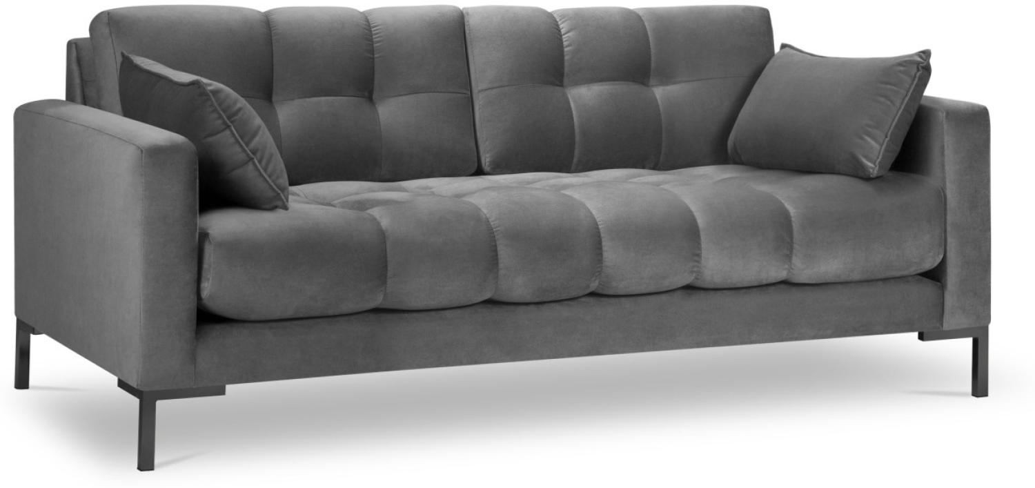 Micadoni 2-Sitzer Samtstoff Sofa Mamaia | Bezug Light Grey | Beinfarbe Black Metal Bild 1