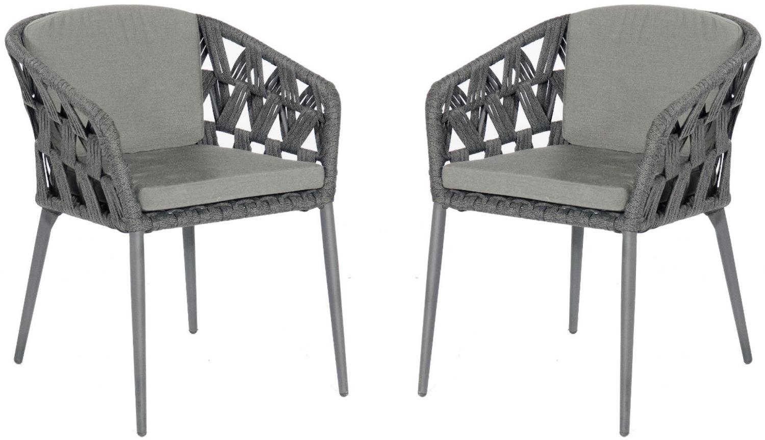 Sonnenpartner 2er-Set Gartensessel Fairmont Aluminium mit Polyrope schwarzgrau Gartenstuhl Sessel Bild 1