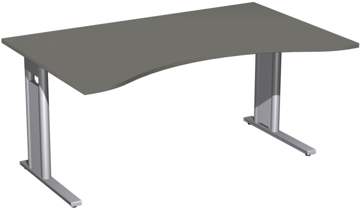 Schreibtisch 'C Fuß Pro' Ergonomieform, feste Höhe 160x100cm, Graphit / Silber Bild 1