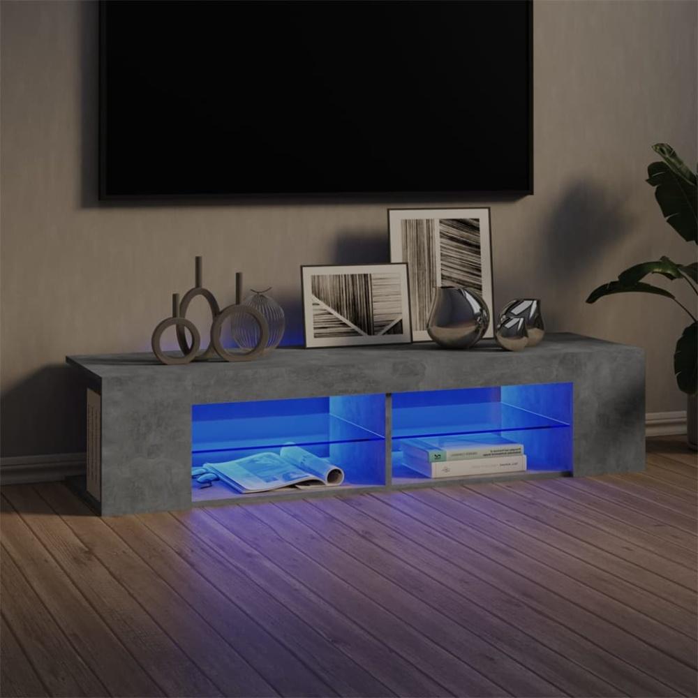 TV-Schrank mit LED-Leuchten Betongrau 135x39x30 cm Bild 1
