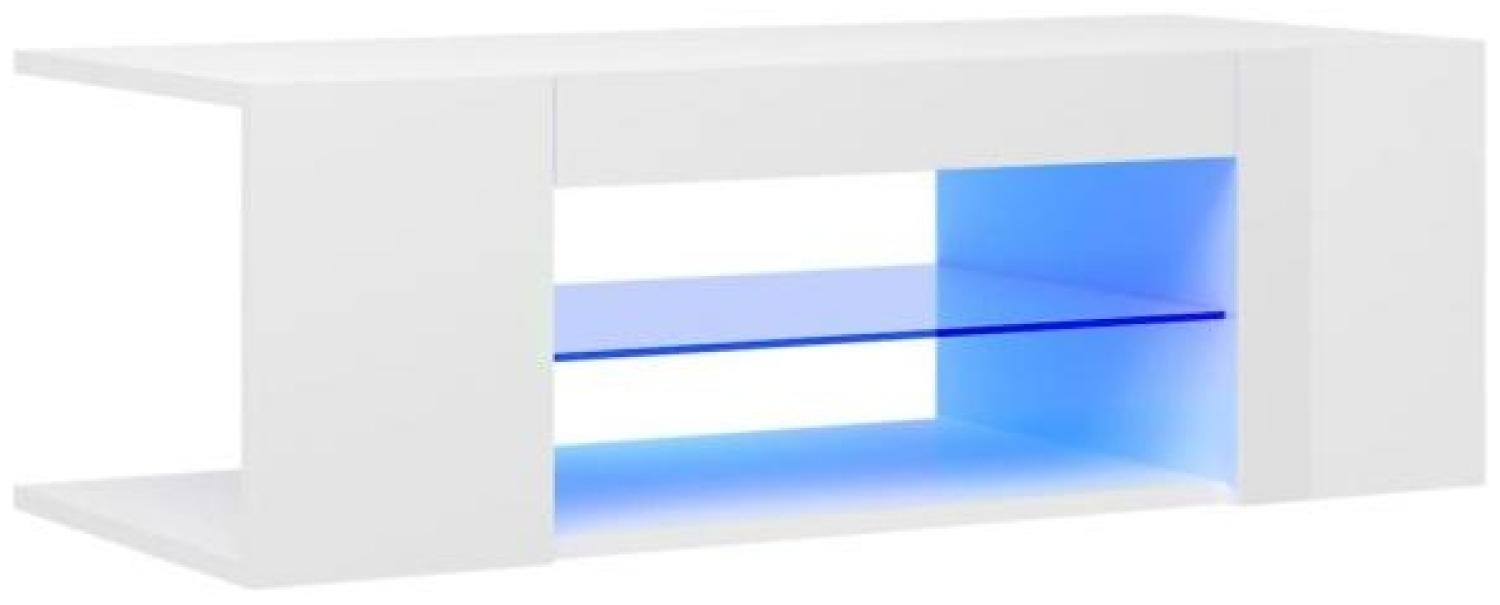 TV-Schrank mit LED-Leuchten Hochglanz-Weiß 90x39x30 cm Bild 1