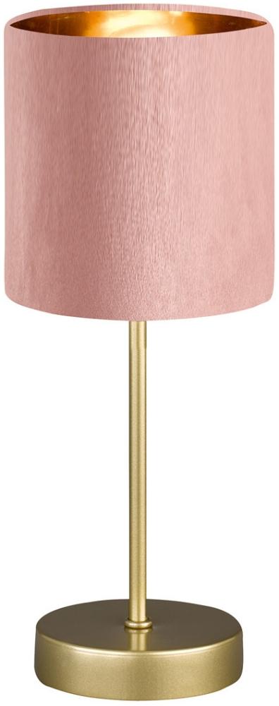 LED Tischlampe mit Lampenschirm Samt Rosa - innen Gold Ø 13cm Bild 1