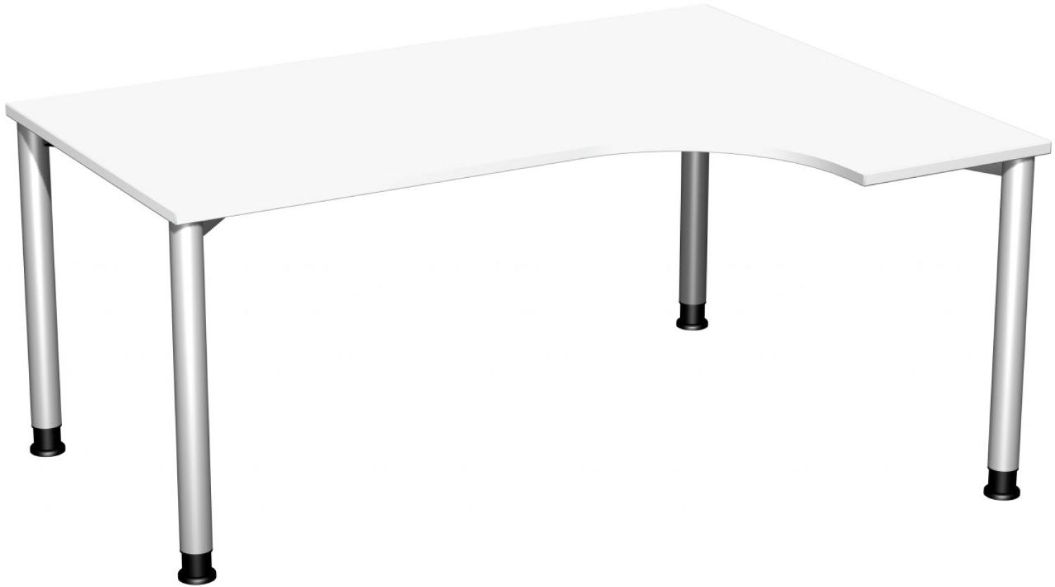 PC-Schreibtisch '4 Fuß Flex' rechts, höhenverstellbar, 160x120cm, Weiß / Silber Bild 1
