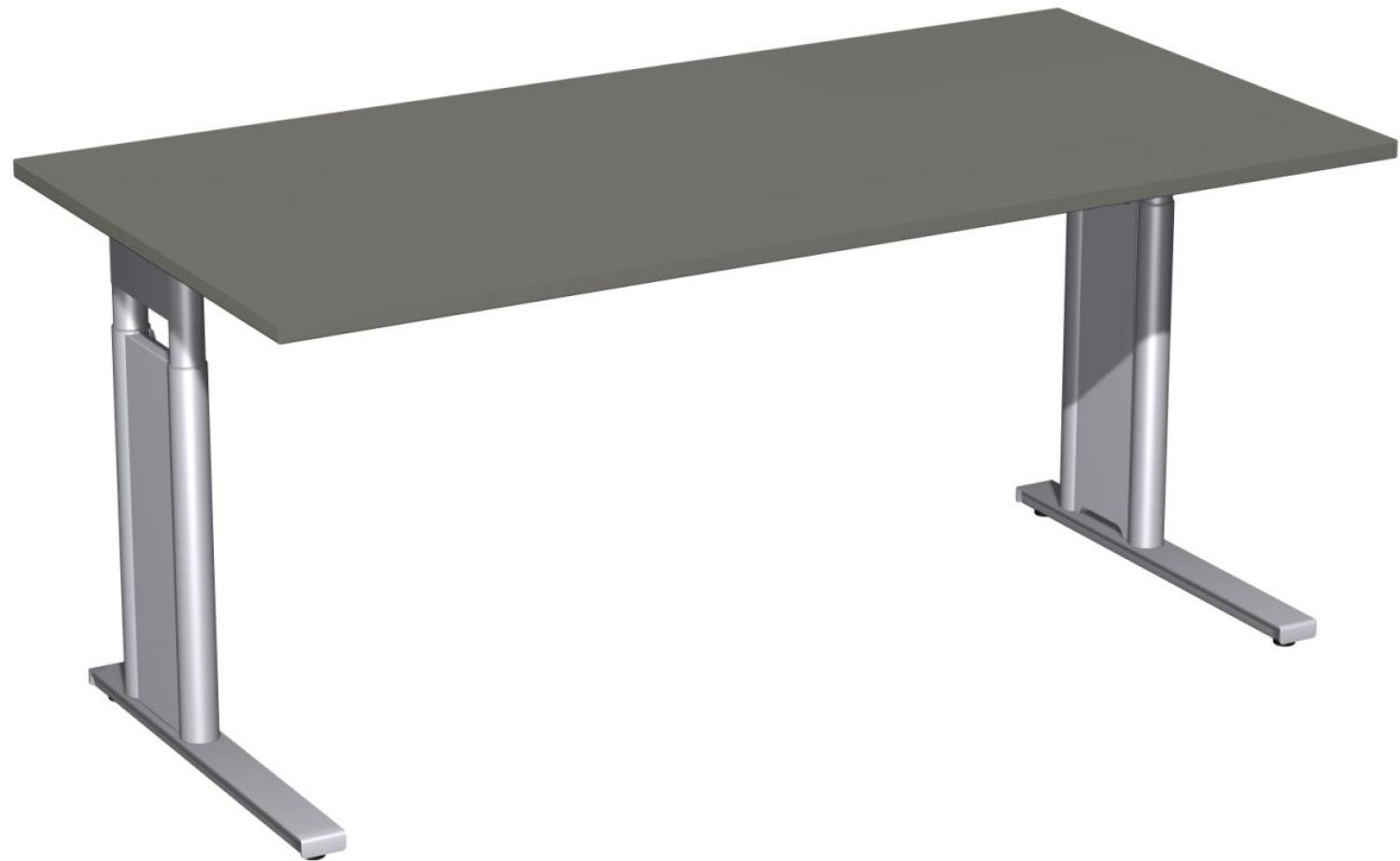 Schreibtisch 'C Fuß Pro' höhenverstellbar, 160x80cm, Graphit / Silber Bild 1