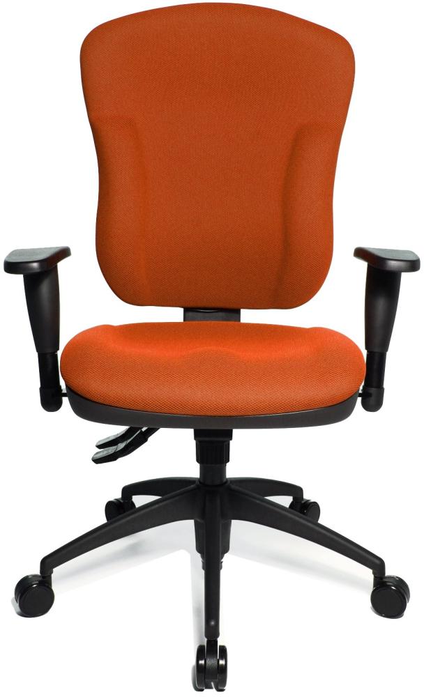 Topstar Wellpoint 30 SY, ergonomischer Bürostuhl, Schreibtischstuhl, Muldensitz, inkl. Armlehnen, Bezug orange Bild 1
