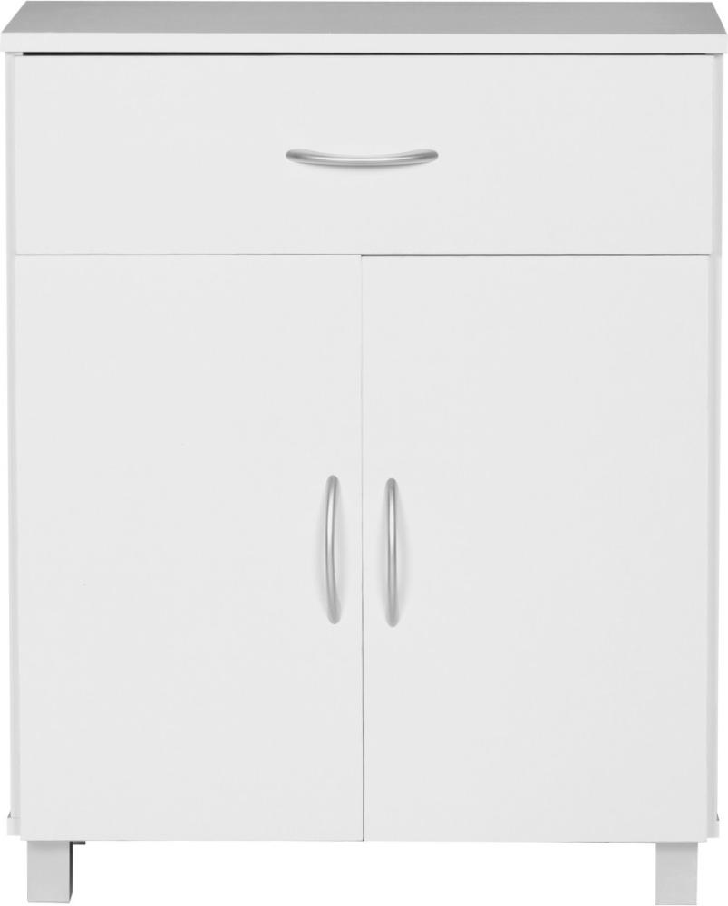 KADIMA DESIGN Sideboard mit 2 Türen und 1 Schublade: Modernes Stauraummöbel. Farbe: Weiß Bild 1