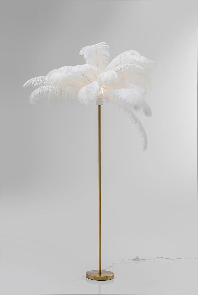 Kare Design Stehleuchte Feather Palm, Weiß, Federn, 165cm, Stehlampe für Wohnzimmer, Bodenlampe, Dekoleuchte, Leuchtmittel nicht inklusiv Bild 1