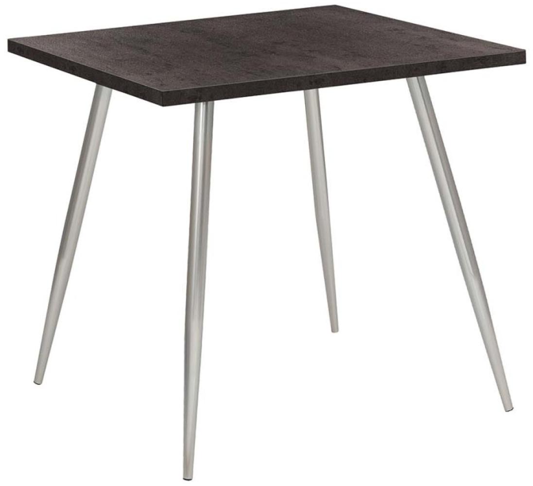 Küchentisch - 4-Fuß-Gestell Chrom / Tischplatte Betonfarben Bild 1