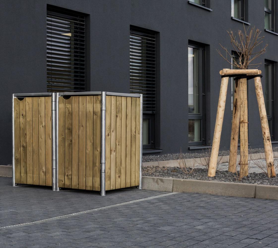Hide Holz Mülltonnenbox für 2 Mülltonnen 120 Liter | Natur | 64x121x115 cm Bild 1