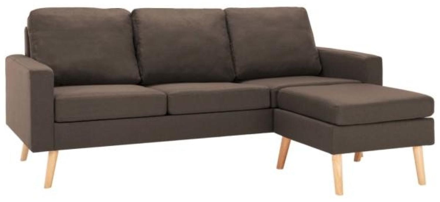 vidaXL 3-Sitzer-Sofa mit Hocker Braun Stoff Bild 1