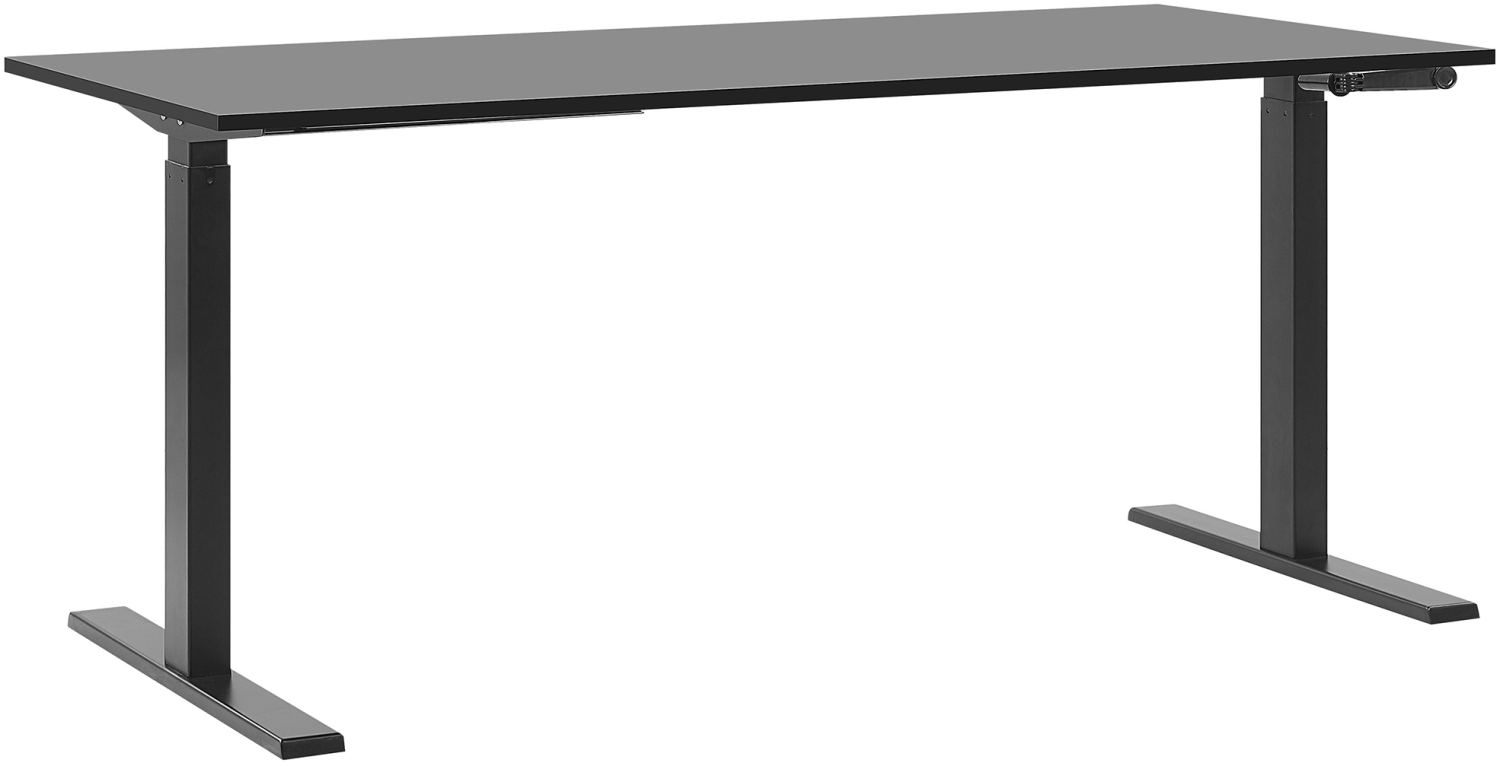 Schreibtisch manuell höhenverstellbar, Spanplatte/ Stahl Schwarz, 76-110 x 180 x 80 cm Bild 1