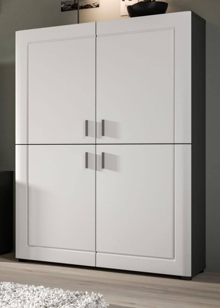 Highboard Lejan in weiß matt und grau 90 x 130 cm Bild 1