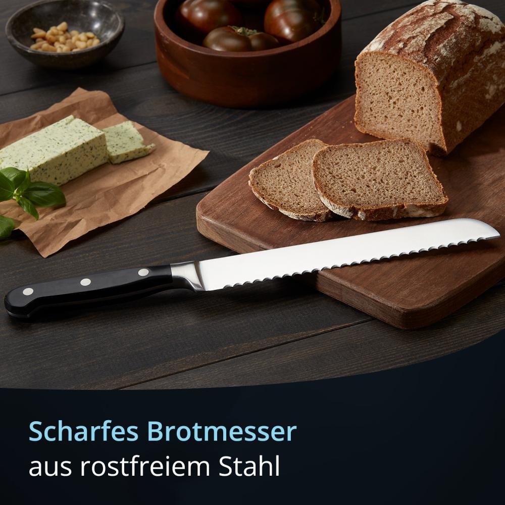 KHG Brotmesser Messer Küchenmesser | 20,32 cm Klinge aus rostfreiem Stahl | ergonomischer Griff mit Fingerschutz, 3-fach vernietet Bild 1