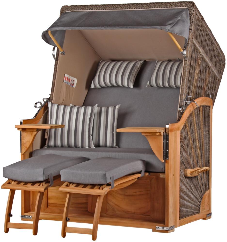 Strandkorb Komplettset - bene living - Schaalsee Teak - PE grau - Modell 544 - inkl. Liftersystem Bild 1