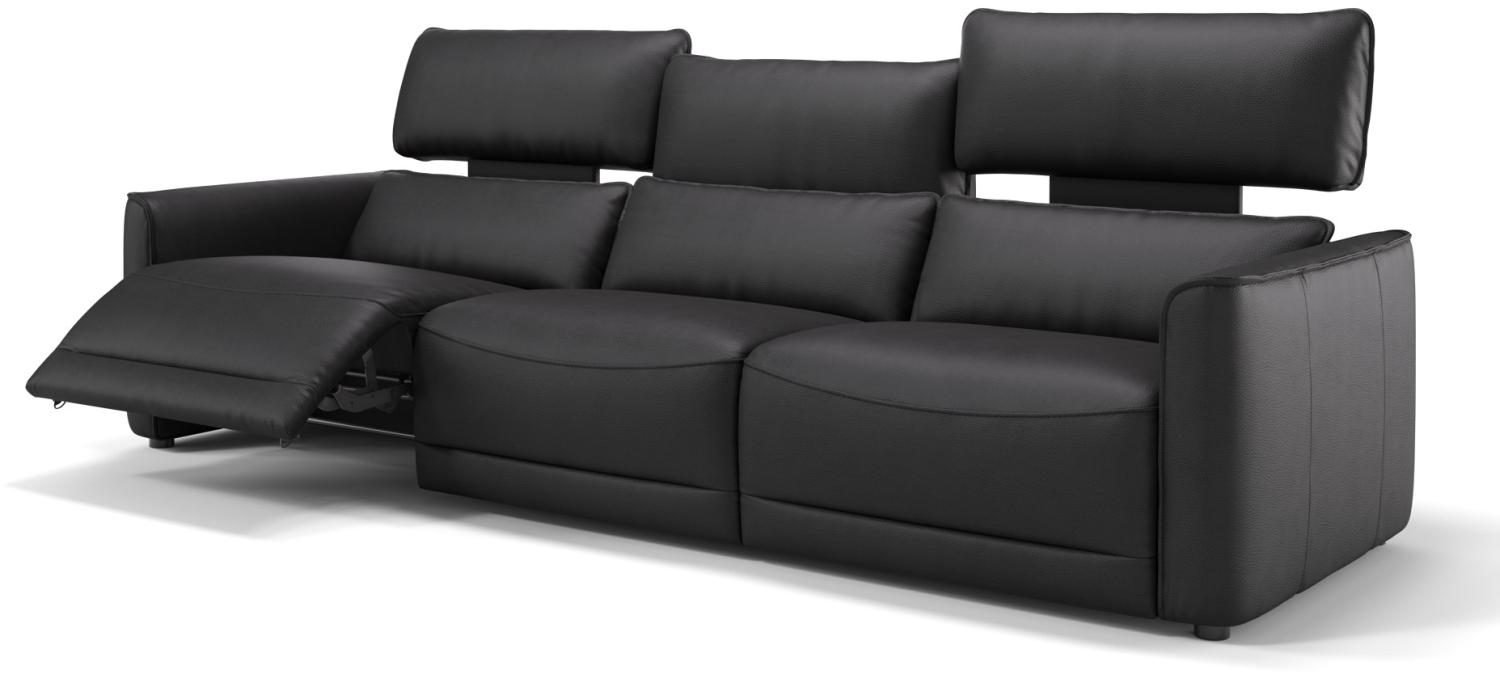 Sofanella Dreisitzer GALA Leder XXL Couch in Schwarz S: 222 Breite x 101 Tiefe Bild 1