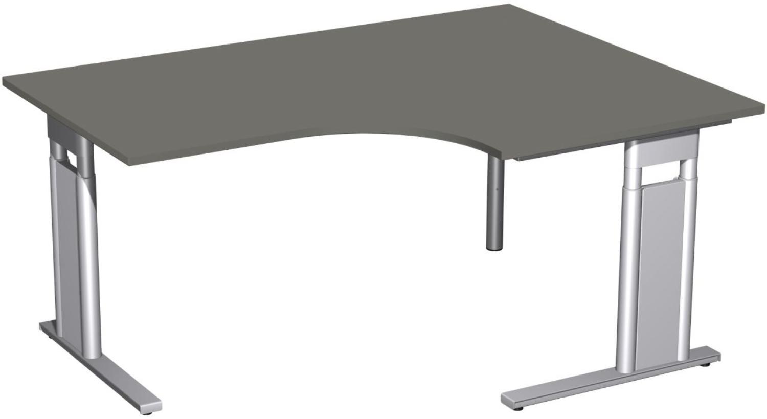 PC-Schreibtisch 'C Fuß Pro' rechts, höhenverstellbar, 160x120cm, Graphit / Silber Bild 1