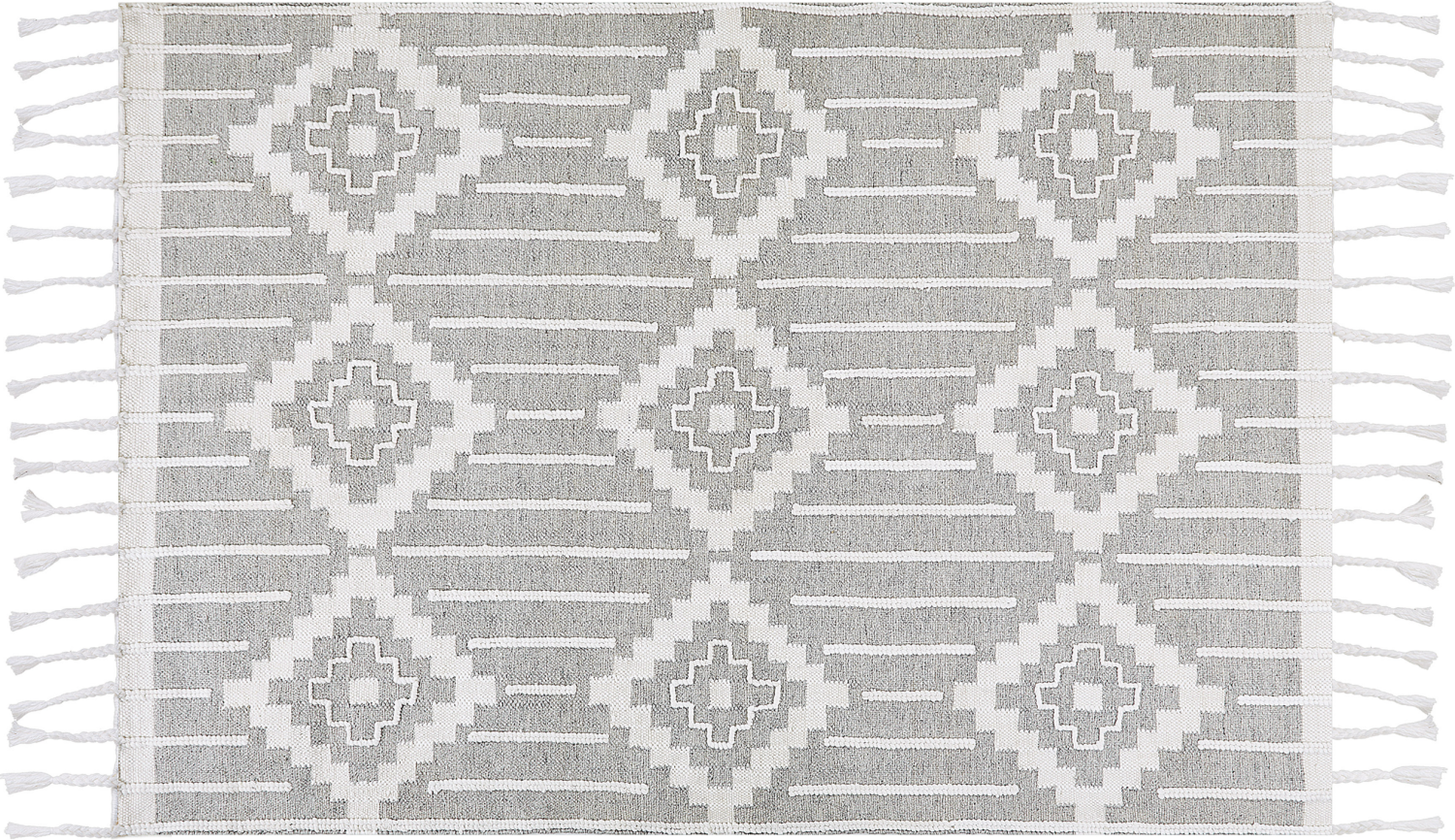 Outdoor Teppich grau weiß 160 x 230 cm orientalisches Muster Kurzflor TABIAT Bild 1