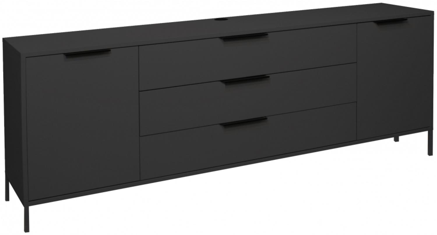 Lowboard für TV Hifi BONNIE in Anthrazit Grau matt Lack ca. 216 x 80 x 45 cm mit Vierkant Füsse Bild 1