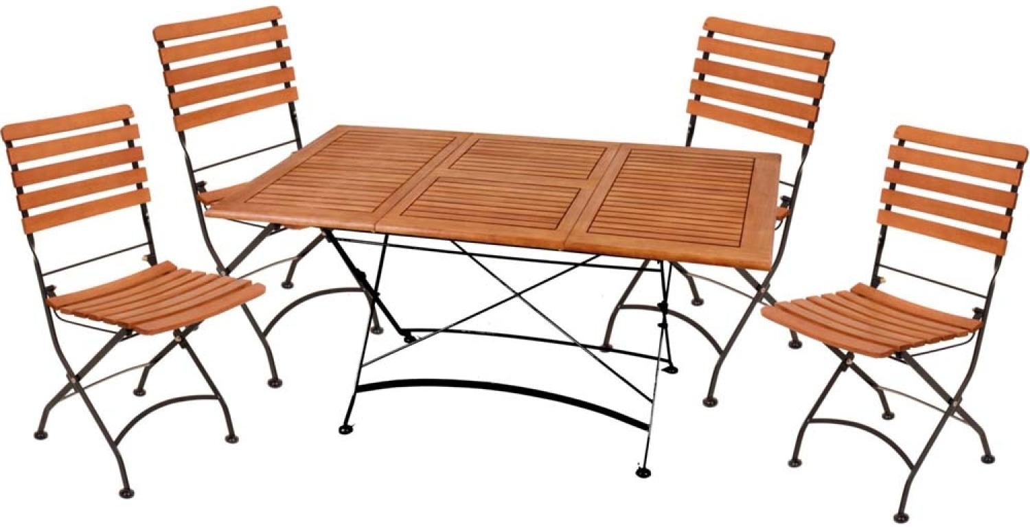 Tischgruppe WIEN, 5 teilig, Tisch, 4 Stühle, Eukalyptus Bild 1