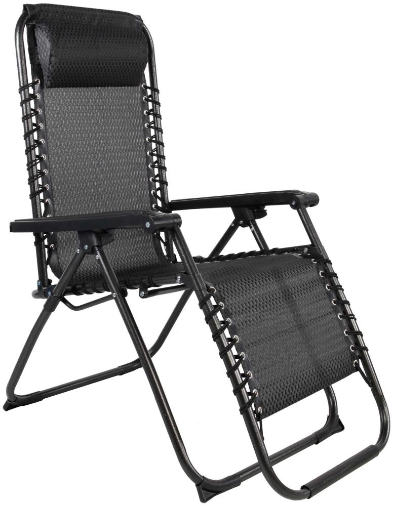 Relax Sessel m. Kopfkissen Gartenstuhl Gartenmöbel Liegesessel verstellbar schwarz/grau Bild 1