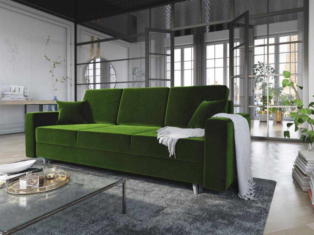Sofa 3-Sitzer CARDE mit Schlaffunktion Grün Bild 1