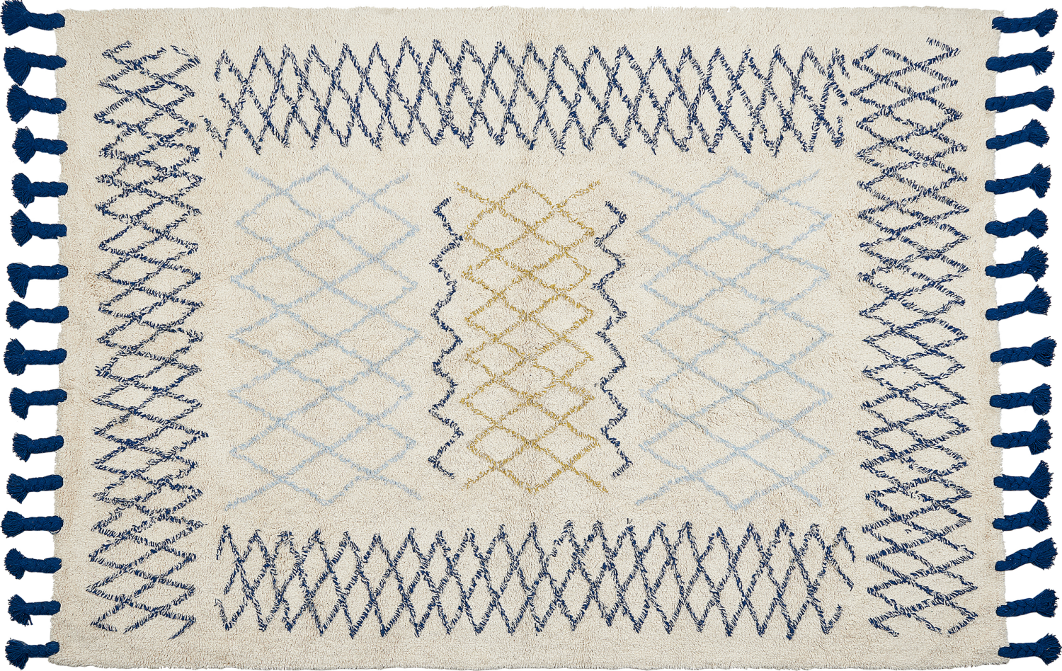 Teppich Baumwolle beige blau 160 x 230 cm geometrisches Muster Kurzflor ERZINCAN Bild 1
