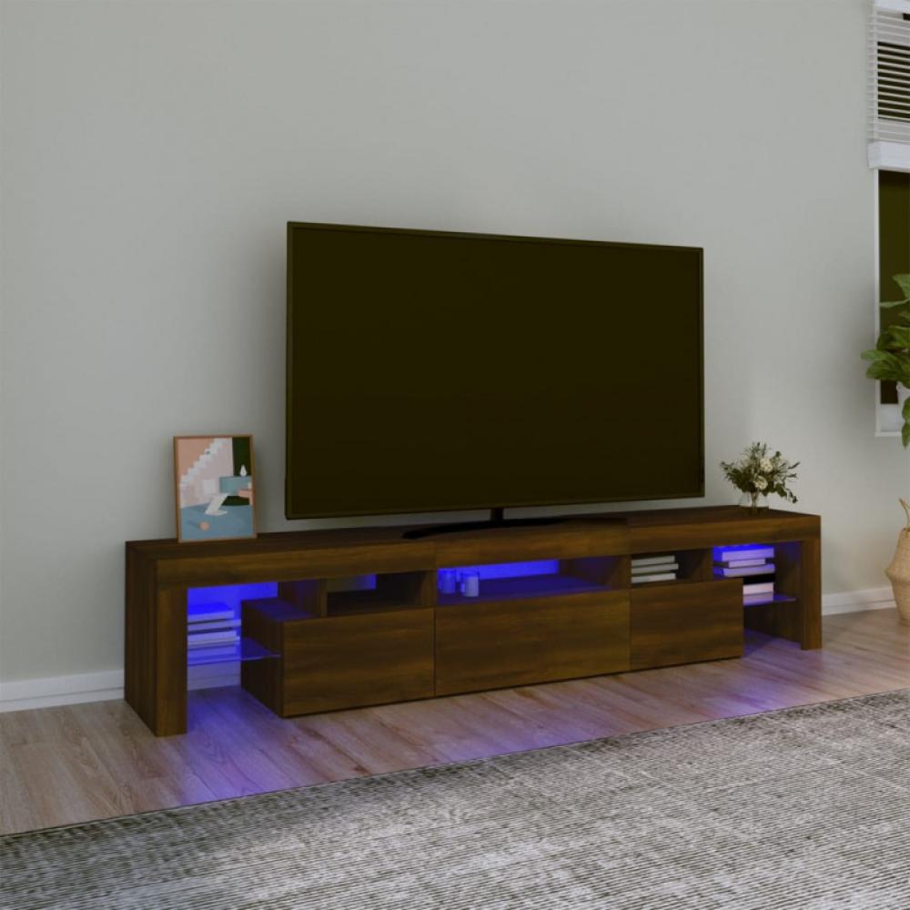 vidaXL TV-Schrank mit LED-Leuchten Braun Eichen-Optik 200x36,5x40 cm Bild 1