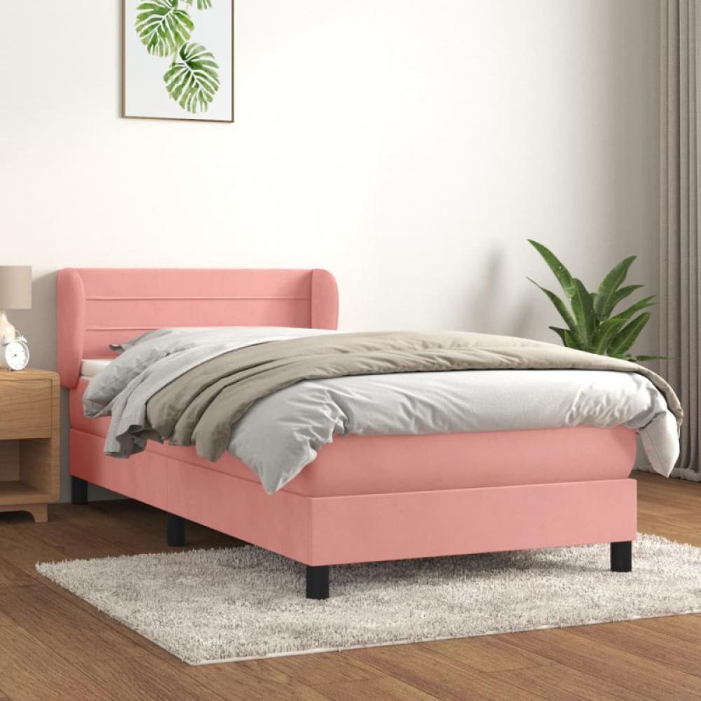 Boxspringbett mit Matratze Rosa 90x190 cm Samt (Farbe: Rosa) Bild 1