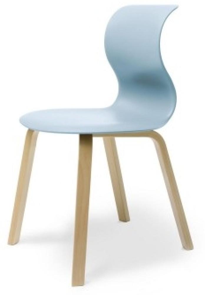 Pro 6 Stuhl - Gestell Buche aquablau Universalgleiter Kunststoff Bild 1